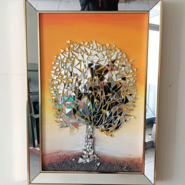 60x90 Mozaik Ayna Tablo Ağaç